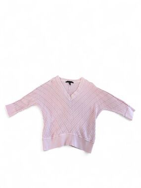 White House Black Market Pink Chevron Cable Knit V-Neck Sweater